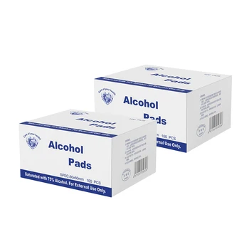 

200pcs/2Box Alcohol Swabs Pads Wipes Antiseptic Cleanser Cleaning Sterilization First Aid Home Cotton Pads 60*60mm Size
