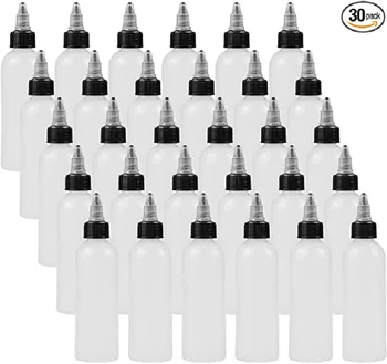 

30 Pack Plastic Dispensing Bottles Lab Dropping Bottles Boston Round LDPE Plastic Squeeze Bottle with Twist Top Caps(120ML)