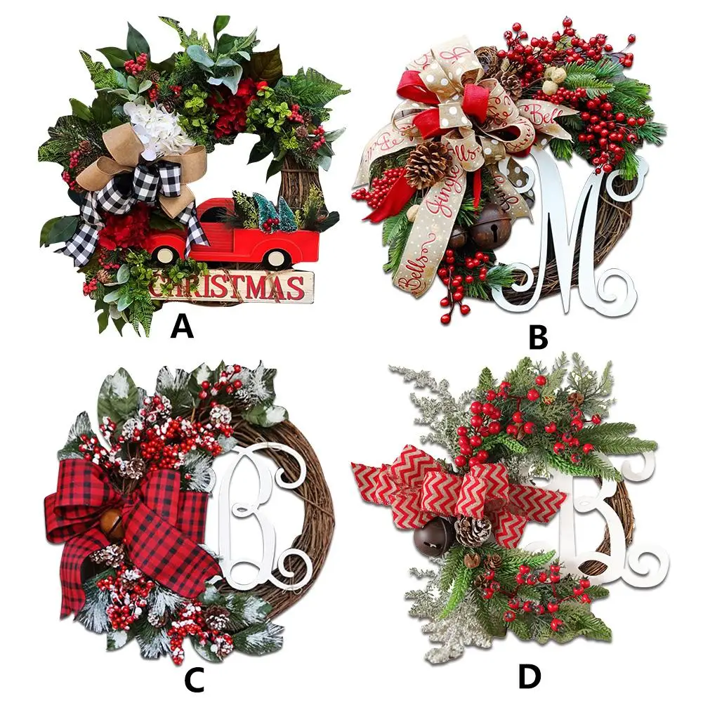 

Free Shipping 30cm Christmas Wreath Handmade Rattan Door Hanging Pendant For Christmas Thanksgiving Decoration Party Home Decor