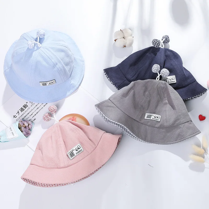 

CHILDREN'S Hat New Style Thin Antennae Small Ball Baby Princess Bucket Hat Korean-style Cute Cotton Infant Bucket Hat