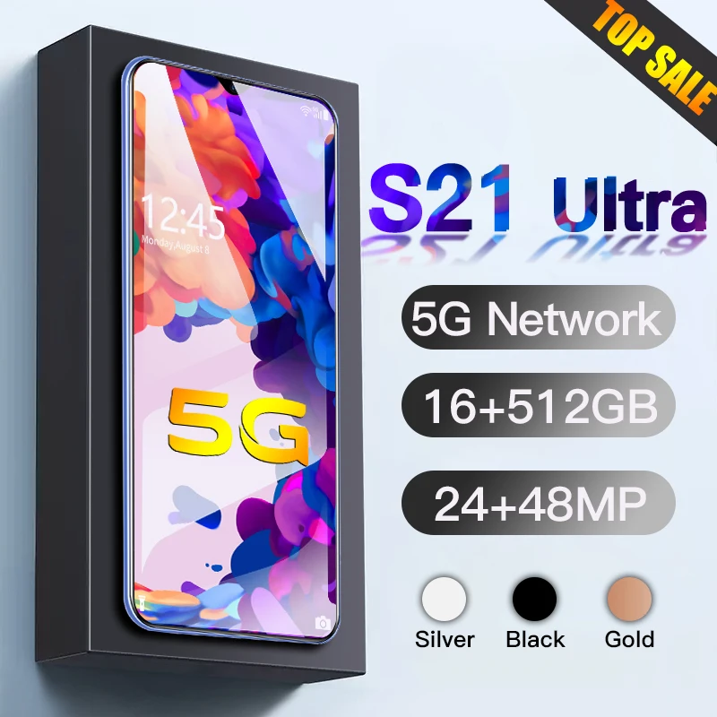 Смартфон S21 Ultra на Android 7 2 дюйма 16 ГБ + 512 Гб 6800 мАч 48 МП |