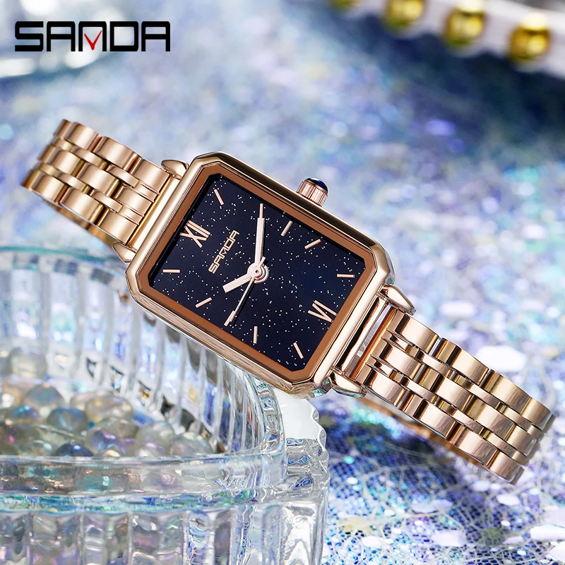 Sanda Retro Watch New Starry Sky Women's Watches Small Steel Dial Waterproof Quartz Wristwatch Fashionble Casual Outdoor Watch