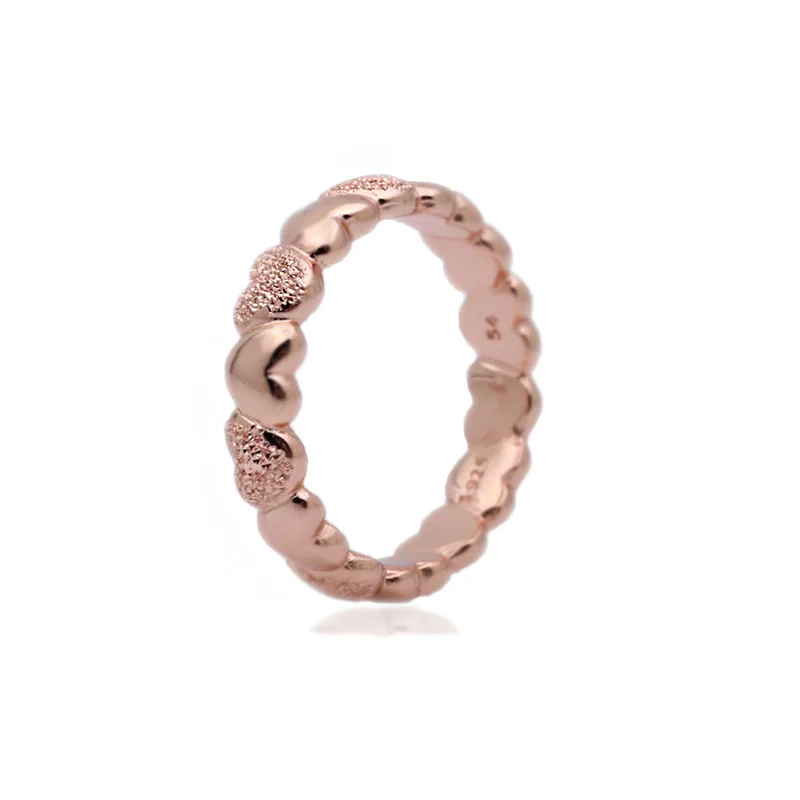 

Yin wu 2019 Spring Summer New Products S925 Silver Electroplated Rose Gold Bright Matte Heart Ring