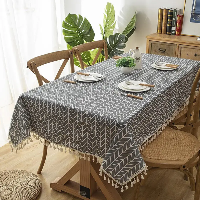 Серая клетчатая Декоративная скатерть с кисточкой, водонепроницаемая прямоугольная квадратная скатерть, чехлы для дома, кухни, столовой, Декор - Цвет: grey arrow