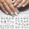 12 pièces mélanger noir fleur Nail Art autocollant décalcomanies creux Floral papillon transfert d'eau curseur manucure décoration SABN1189-1200 ► Photo 3/6