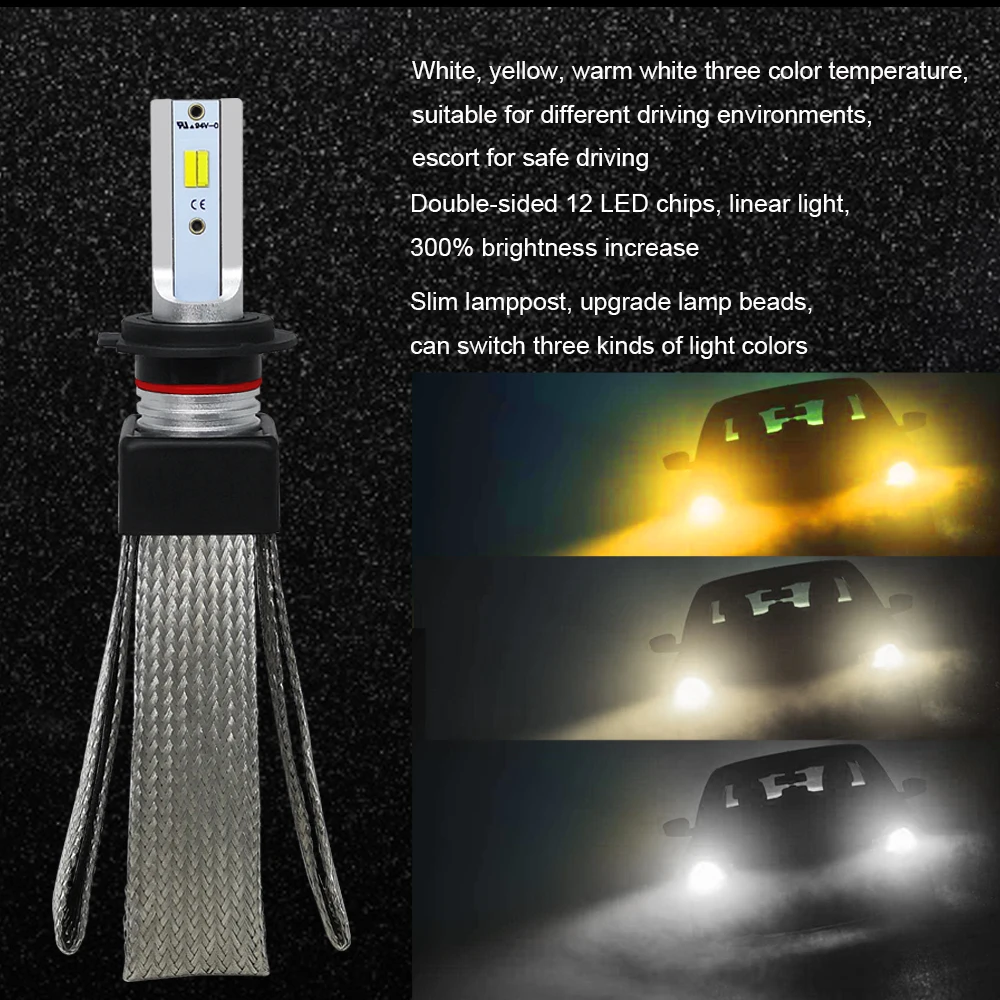 Roadsun CSP H4 светодиодный H1 H11 9005 9006 H7 светодиодная Автомобильная фара 3 цвета
