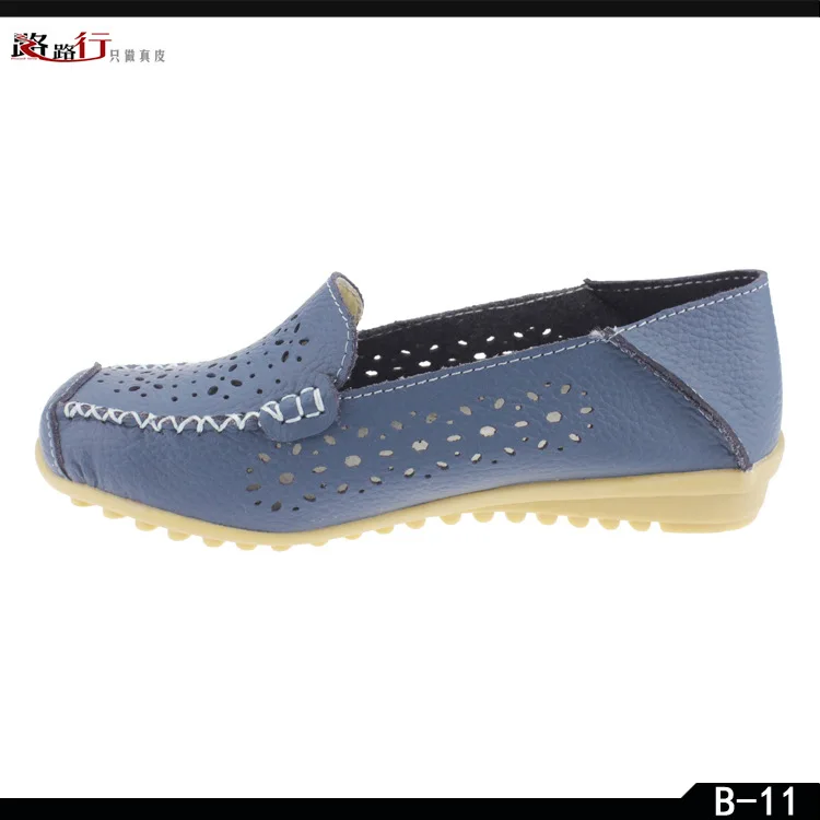 

Summer Style Genuine Leather Porous Model Step on with WOMEN'S Shoes Youth Mom Middle-aged Hollow out Anti-slip Peas Women's han