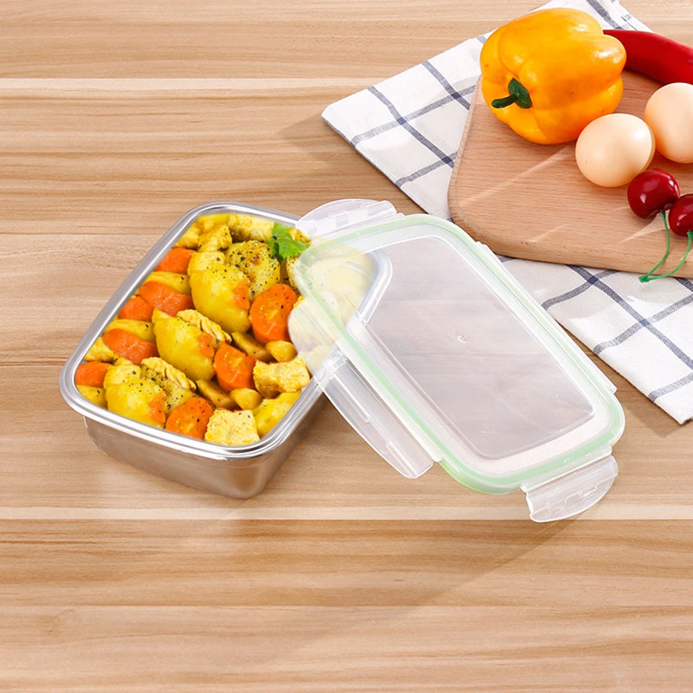 Микроволновые контейнеры для хранения продуктов с крышками 1800 мл из нержавеющей стали для приготовления пищи Ланч-бокс герметичный безопасный, не содержит БФА