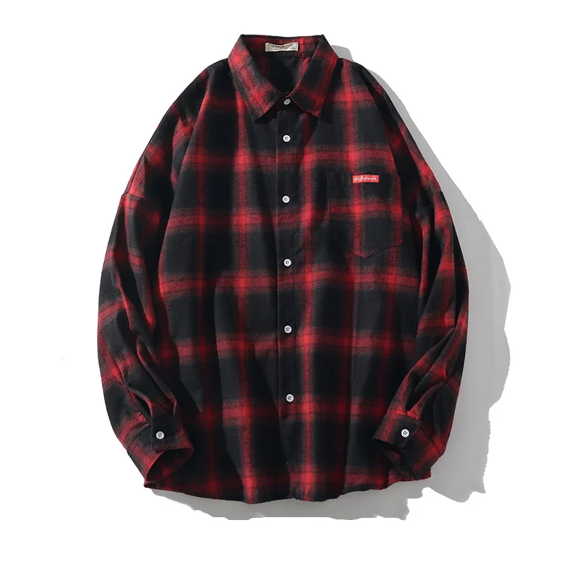 Goedkoop BOLUBAO Fashion Brand Mannen Casual Shirt Lente Herfst Mannen Harajuku Stijl Wilde Plaid Shirt Jas Lange Mouwen Man