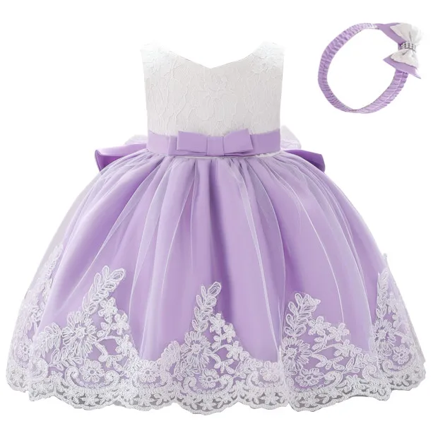 light purple Розничная ; платье для новорожденных девочек 1 года; платье для дня рождения платье для крестин с аппликацией в виде бабочки для маленьких девочек; L1911XZ - Цвет: light purple