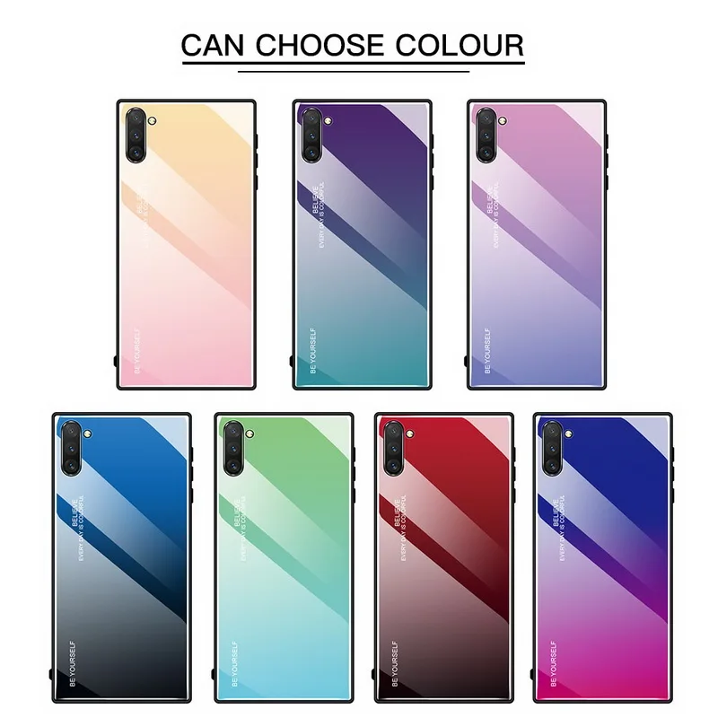 

For Samsung Galaxy Note 10 Pro S10 Plus S10E A20E A70 Gradient Tempered Glass Case Cover For Samsung S10 5G A30 M30 M20 M10 A50