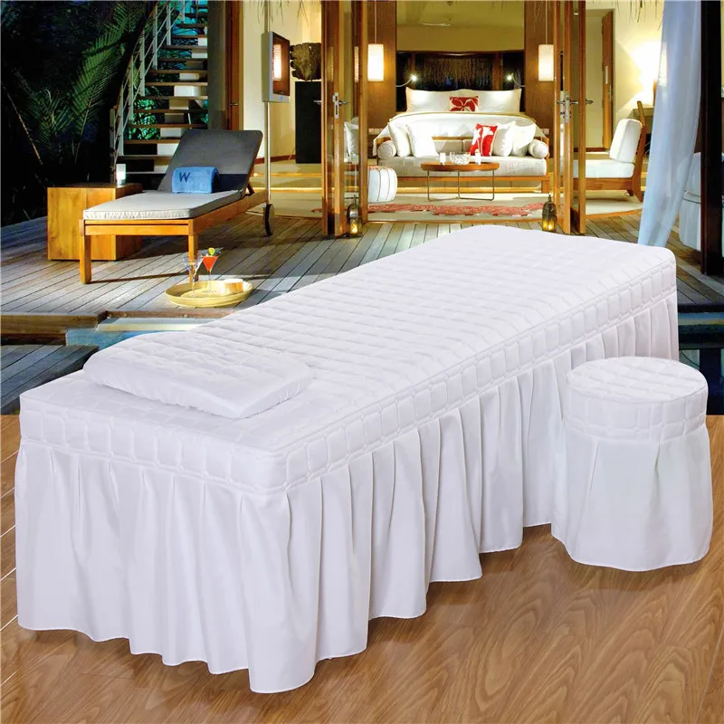 Beauty Salon bed sheet Brief Beauty Bed Skirt Bedspread  With Hole Body Massage Bed Cover 2
