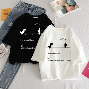 

Summer Women Clothing T-shirts New Harajuku Kpop Female Vintage Tshirt Dinosaur Short Sleeve Tops Tees Fashion Casual T Shirt