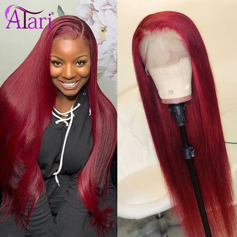 

Transparent Lace Wigs 99j Lace Front Wig Malaysian Straight Lace Front Wig 180% Density Colored Human Hair Wigs