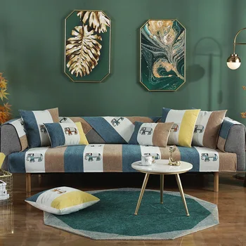 

Washable Sofa Couch Cover Modern Stripe Forros Para Muebles De Sala Elephant Pattern Sofa Mat Universal Case for Sofa DW232