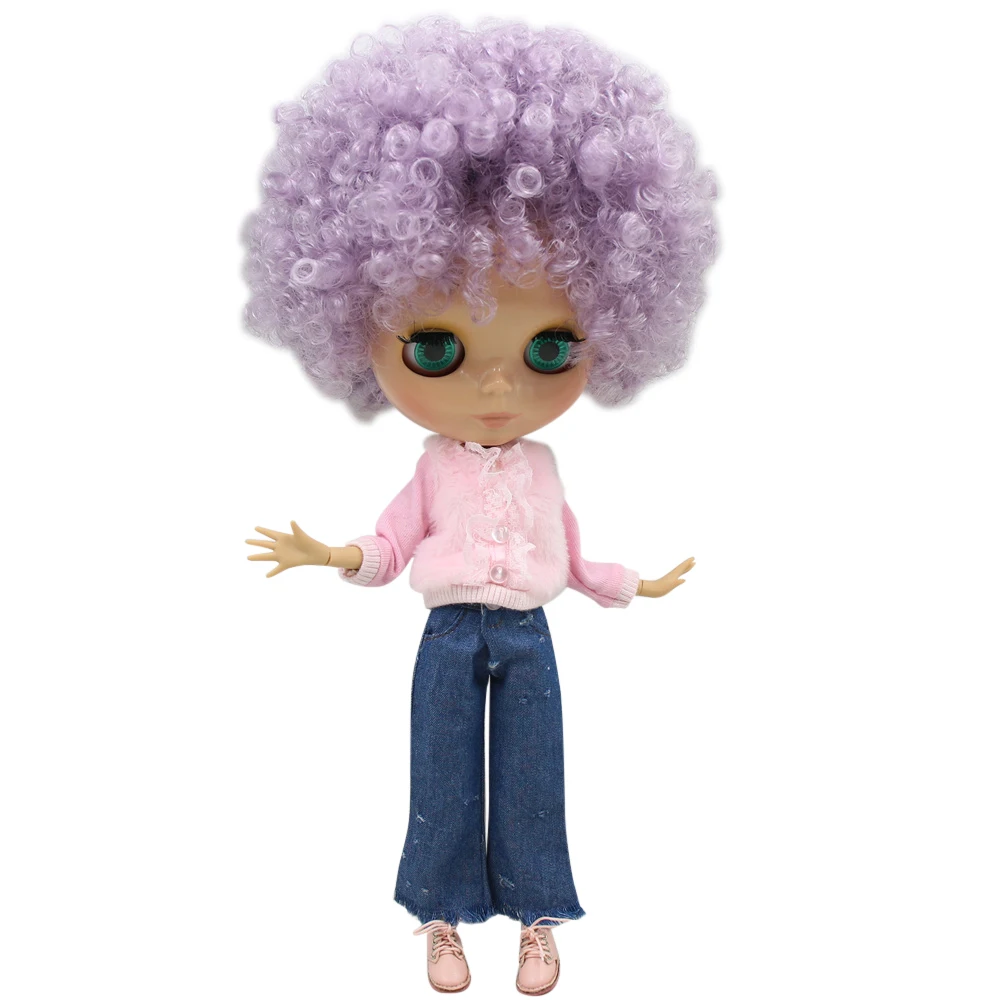 Ледяной обнаженный Blyth кукла Serires No. BL1049 вьющиеся фиолетовые волосы суставы тела сжигание кожи с большой грудью завод 1/6 bjd
