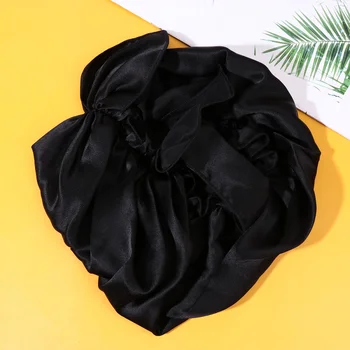 

Silk Maternal Cap Elastic Comfortable Nightcap Elastic Sleeping Hat Mobcap Hair Protection for Women (Black)