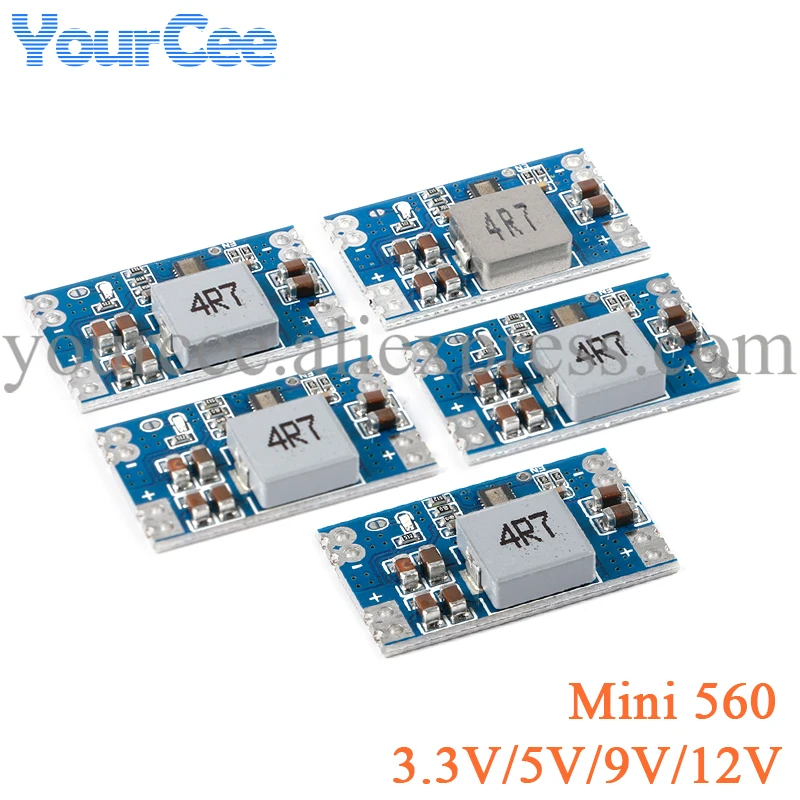 5pcs 5A DC-DC Mini560 Step Down Buke Stabilized Voltage Supply Module Mini 560 output 3.3V 5V 9V 12V DC 12V/5A | Электронные