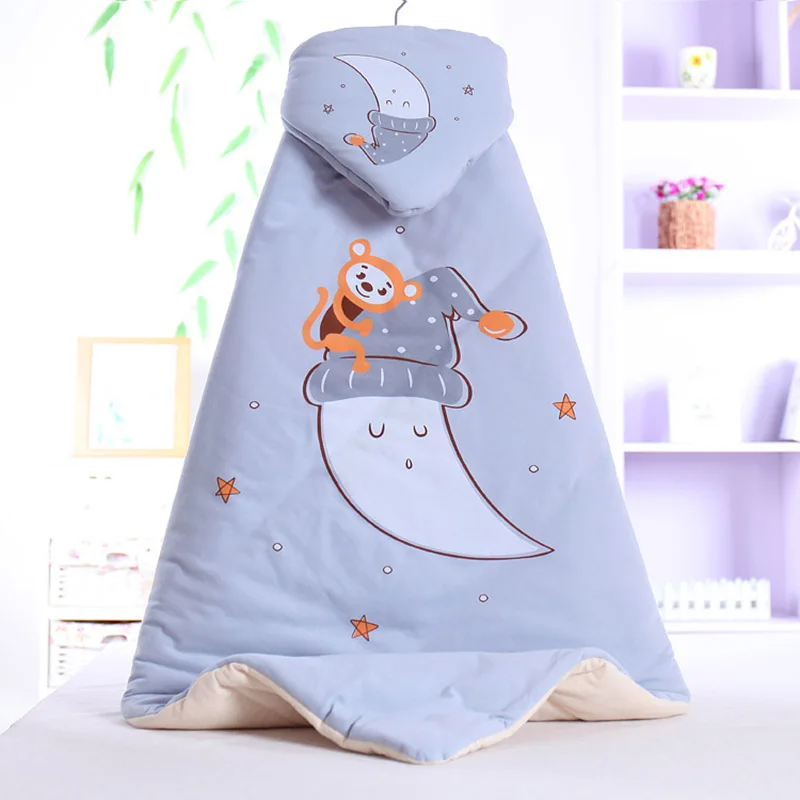 Детское одеяло, держатель одеяла для новорожденных, детское Хлопковое одеяло с изображением животных, 90*90, весеннее детское одеяло для новорожденных - Цвет: moon blueThinsection