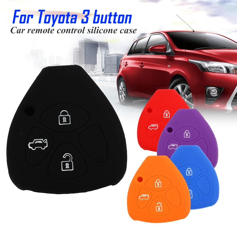 Remote Fob Cover Car Key Shell Soft Silicone Key Case Holder Automobile Foldable 3 Button Car Remote Control Case for Toyota