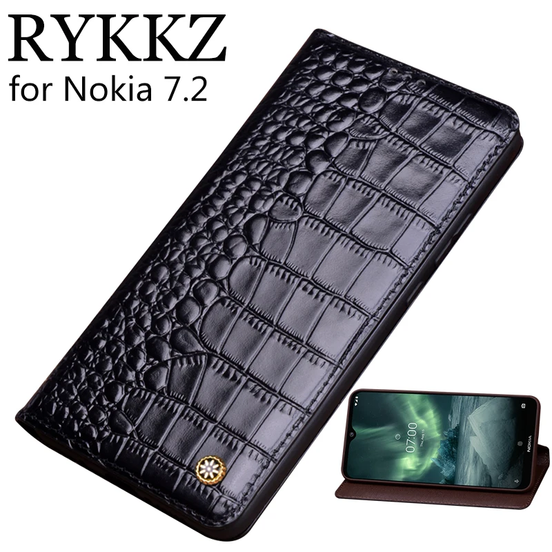 Чехол-книжка из натуральной кожи для Nokia 7 2 Магнитный чехол 6 кожаный чехлы