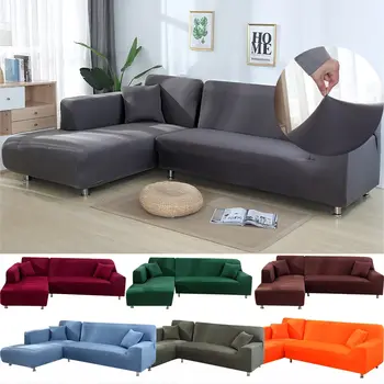 

2Pcs/Set Anti-dirty Sofa Cover L Shaped Living Room Sectional Chaise Longue Sofa Slipcover Spandex Stretch Cover For Corner Sofa