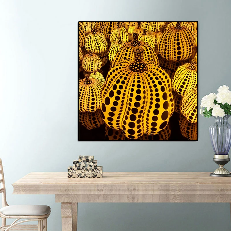 Yayoi Kusama Yellow Pumpkin Canvas Painting Modern Wall Art Posters And Prints Wall Pictures For Living Room Cuadros Home Decor