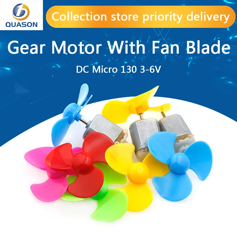 1Set DC Micro 130 Gear motor with fan blade SMAll propeller 3 6V For
