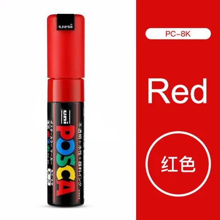 2 шт./партия Mitsubishi Uni PC-8K Краски маркер для белой доски-широкий Tip-8mm 15 цветов маркер письменные принадлежности Офисная школьные принадлежности - Цвет: Красный