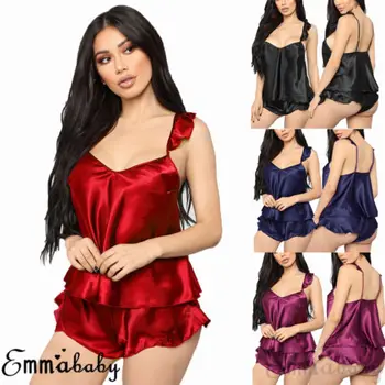 

New 2020 Sexy Lingerie Babydoll Underwear Women Sleepwear Chemise Nightwear Femme Ladies Lace Satin Pajama Sets