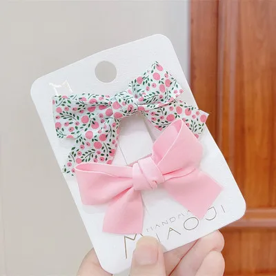 2PCS/onePair  Bow Headgear Cute Sweet Little Girl Hair Accessories Summer Girls Net Red Clips Baby Hairpins Children Hair Clips 19