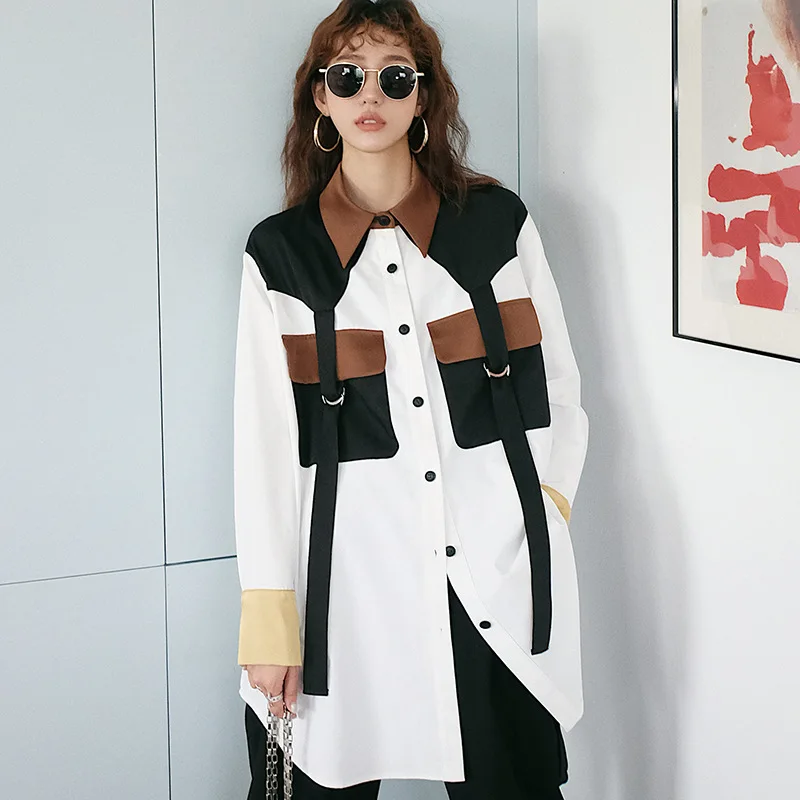 LANMREM 2020 autumn fashion street wear loose turn