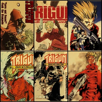 

Buy three to send one Trigun Anime retro poster sticker bar sticker decorative wall decoration home decoration
