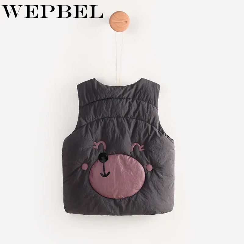 WEPBEL/хлопковый жилет для маленьких девочек и мальчиков; куртки; Новинка года; Детские Зимние Пуховые жилеты; жилет для детей; Верхняя одежда с героями мультфильмов