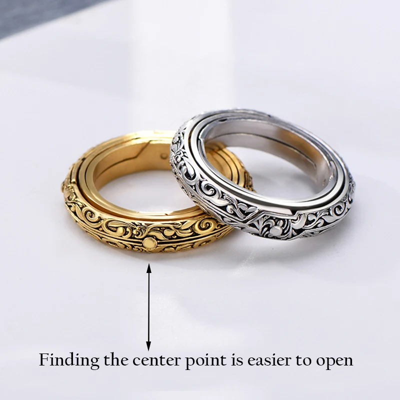 Vintage Alloy Astronomy Ball Rings Interesting Openable Complex Rotate Universe Sphere Cosmic Planet Letter Ring & Necklace 5