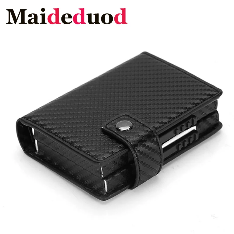 

Maideduod 2019 Fashion Credit Card Holder Men and Women Aluminum Alloy Card Case PU Leather Card Wallets ID Card Holder Purse