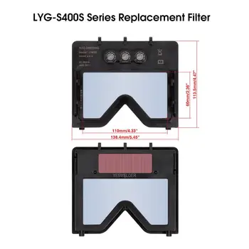

YESWELDER Solar Auto Darkening Filter Replaceable ADF for Welding Helmet/Welding Mask of LYG-S400S Series