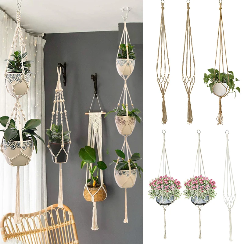 1Pcs Sale special price Handmade Flower discount Pot Hanging Plant Macrame Baskets Fl Hanger