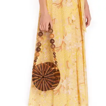 

2020 summer beach bag for women Mixed color round bag outdoor beach bamboo bag basket and straw bag purses and nd handbags luxur