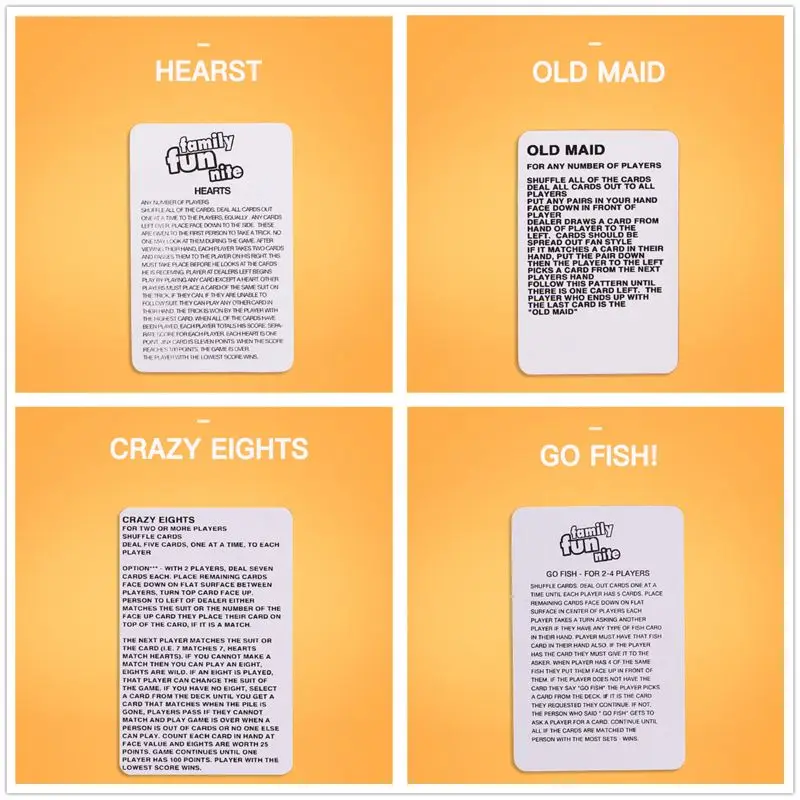 Набор детских карточных игр-старая горничная Go Fish Hearts Crazy Eights семейные вечерние