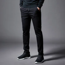 Распродажа, осенние мужские повседневные штаны, высококачественные хлопковые штаны с эластичной резинкой на талии, мужские с карманами, черные, размер от 29 до 38 J9517-78459-A