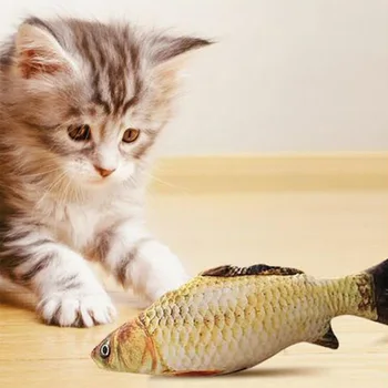 

Pet Soft Plush 3D Fish Shape Cat cushion Interactive Gifts Fish Stuffed Pillow Doll Simulation Fish Playing pillow For Pet
