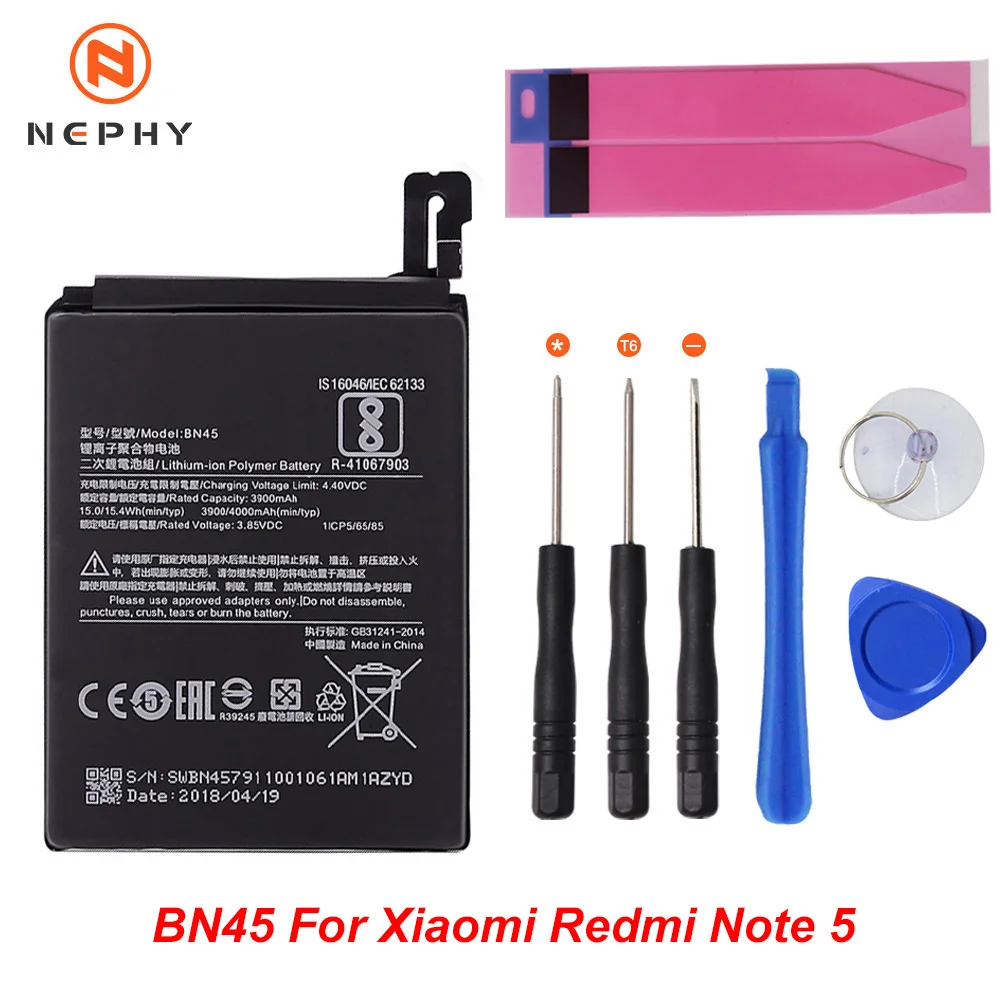 BN45 Nephy телефона Батарея BM45 BM46 BN41 BN43 BN45 для Xiaomi Redmi Note 2 3 Pro 4 4X5 Note2 Note3 Note4 Note5 Замена Бесплатные инструменты - Цвет: BN45