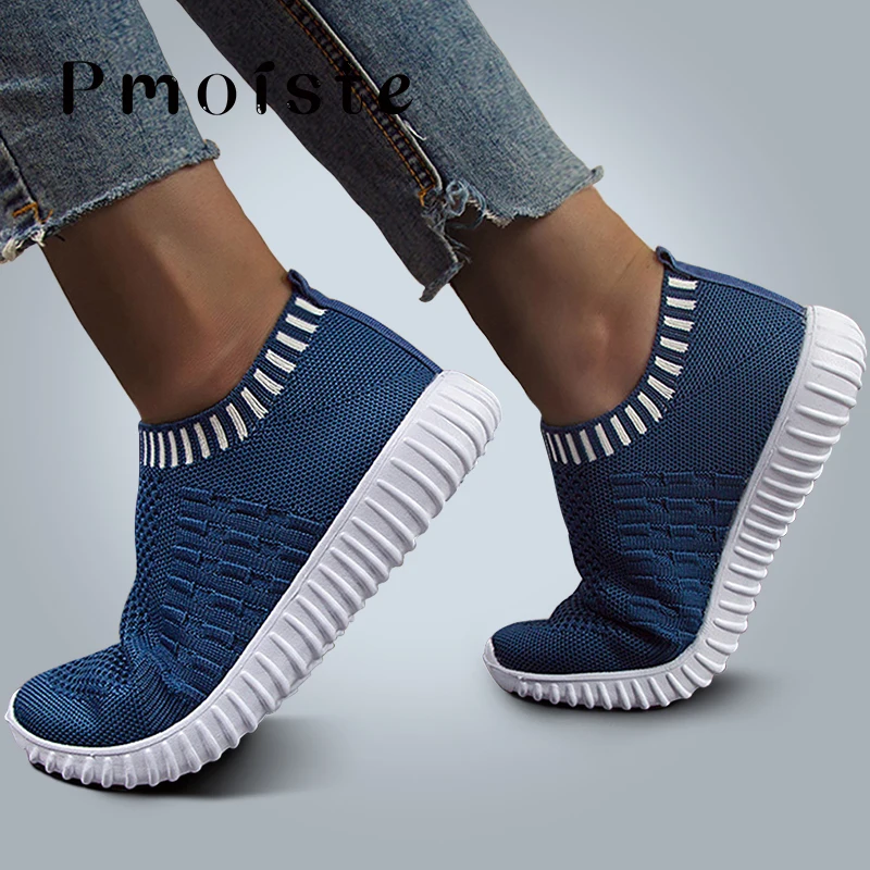 Женские кроссовки с сеткой дышащие вязаные женские теннисные туфли Женская