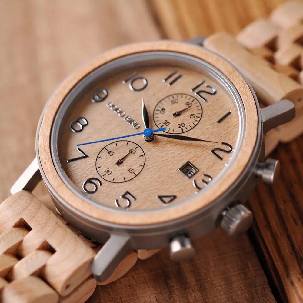 Relogio Masculino Bobo Bird Wooden Men Watch Top Luxury Brand Japanese Movement Quartz Watches Grea-5