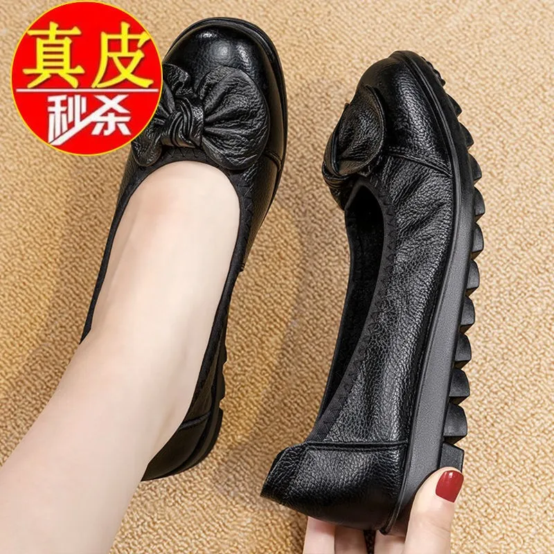 Cow Leather Mother Shoes | Cow Leather Women | Flats - Fashion Leather Women Shoes - Aliexpress