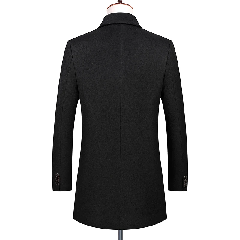 New Brand Men's Fashion Leisure Woolen Jackets Long Windbreaker Man Coats Overcoat for Male Casual Outer Wear Men Clothing S-5XL