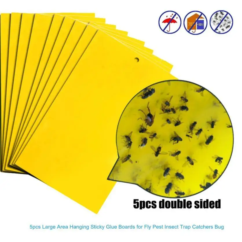

20/10/5pcs Strong Flies Traps Bugs Sticky Board Catching Aphid Insects Pest Killer Outdoor Fly Trap for Aphids Fungus GnatsLeaf