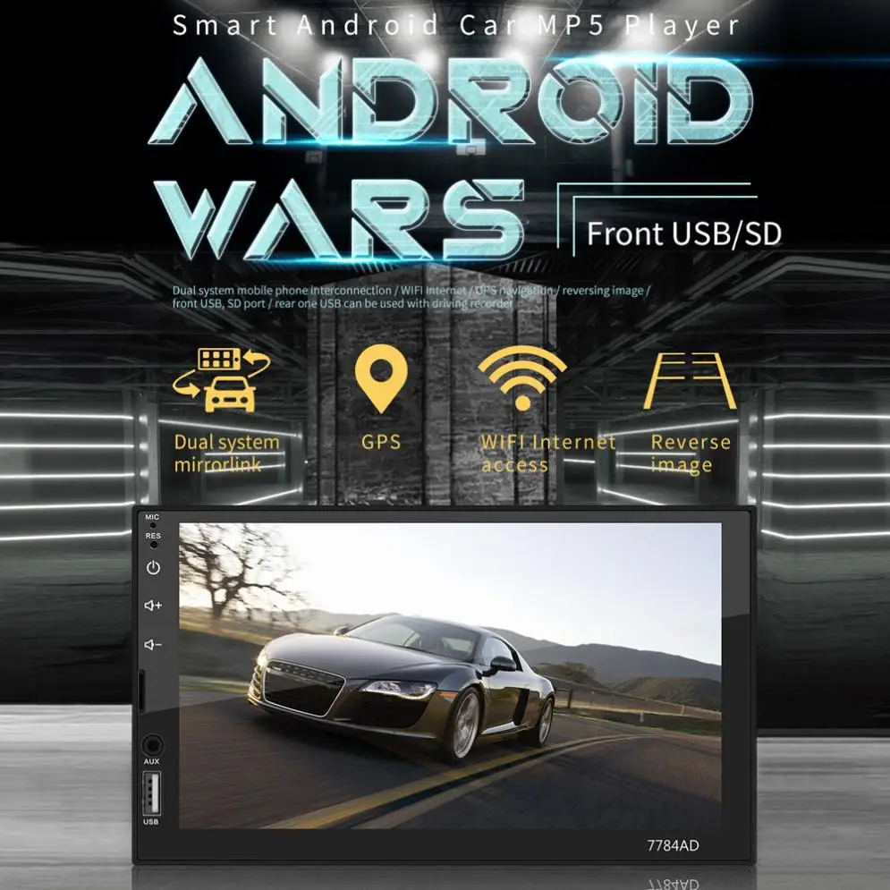7 дюймов четырехъядерный Android 7,1 2Din Bluetooth Автомобильный fm-радио стерео плеер 1024x600 цифровой сенсорный экран gps зеркальная связь/Wifi