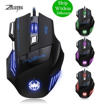 

7200 DPI Jogo Do rato Com Fio ZELOTES T80 USB 7200 DPI Wired Optical Jogo Do Rato Backlight Suporte drosphipping